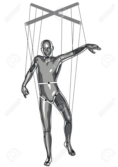 marionette puppeteer isolated on a white background